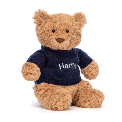 Bartholomew Bear with Personalised Navy Jumper