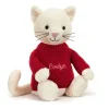 Bashful Cream Kitten with Personalised Red Jumper
