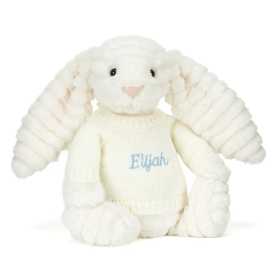 Bashful Luxe Bunny Nimbus with Personalised Cream Jumper