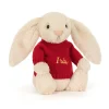 Bashful Luxe Bunny Willow with Personalised Red Jumper