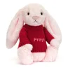 Bashful Pink Bunny with Personalised Red Jumper