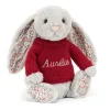 Blossom Silver Bunny with Personalised Red Jumper