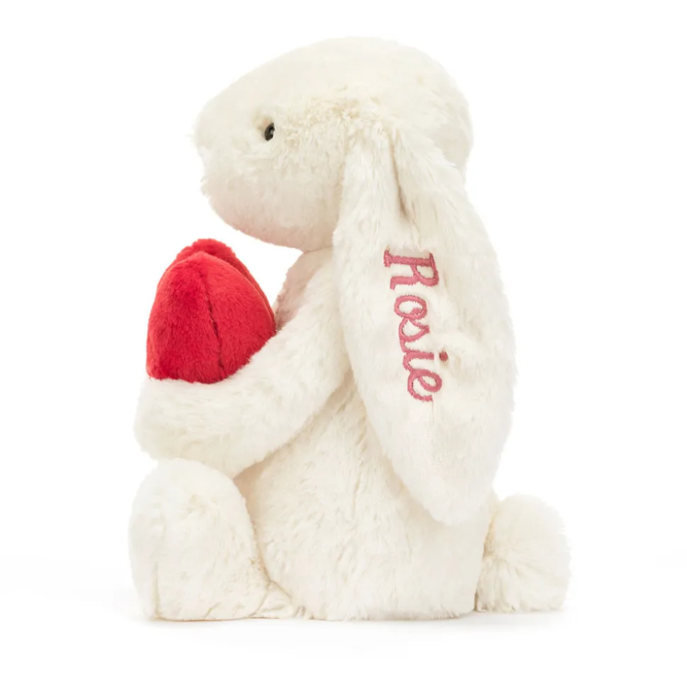 Personalised Bashful Red Love Heart Bunny Medium