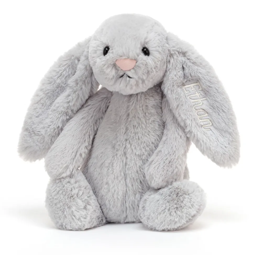 Personalised Bashful Silver Bunny Medium