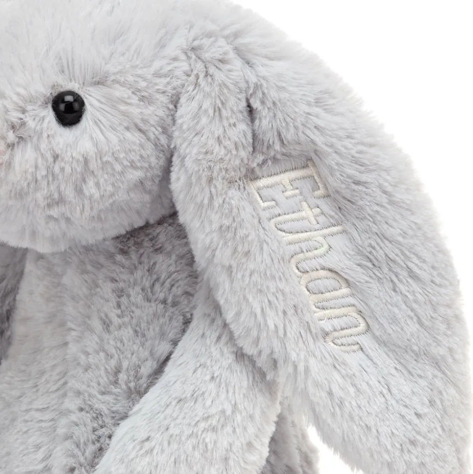 Personalised Bashful Silver Bunny Medium